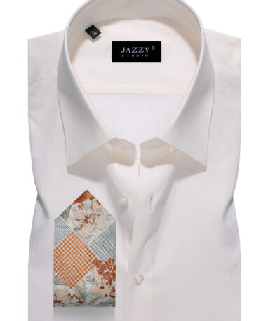 Πουκάμισο Κλασικό Gold White Ιβουάρ Jazzy Studio comfort fit.