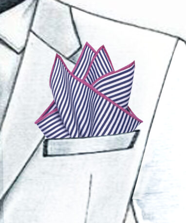 Stripe Pocket Square Blue White