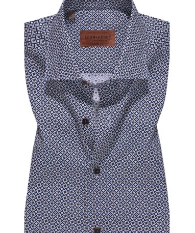 Πουκάμισα Εμπριμέ Μπλέ Καφέ Print Stretch